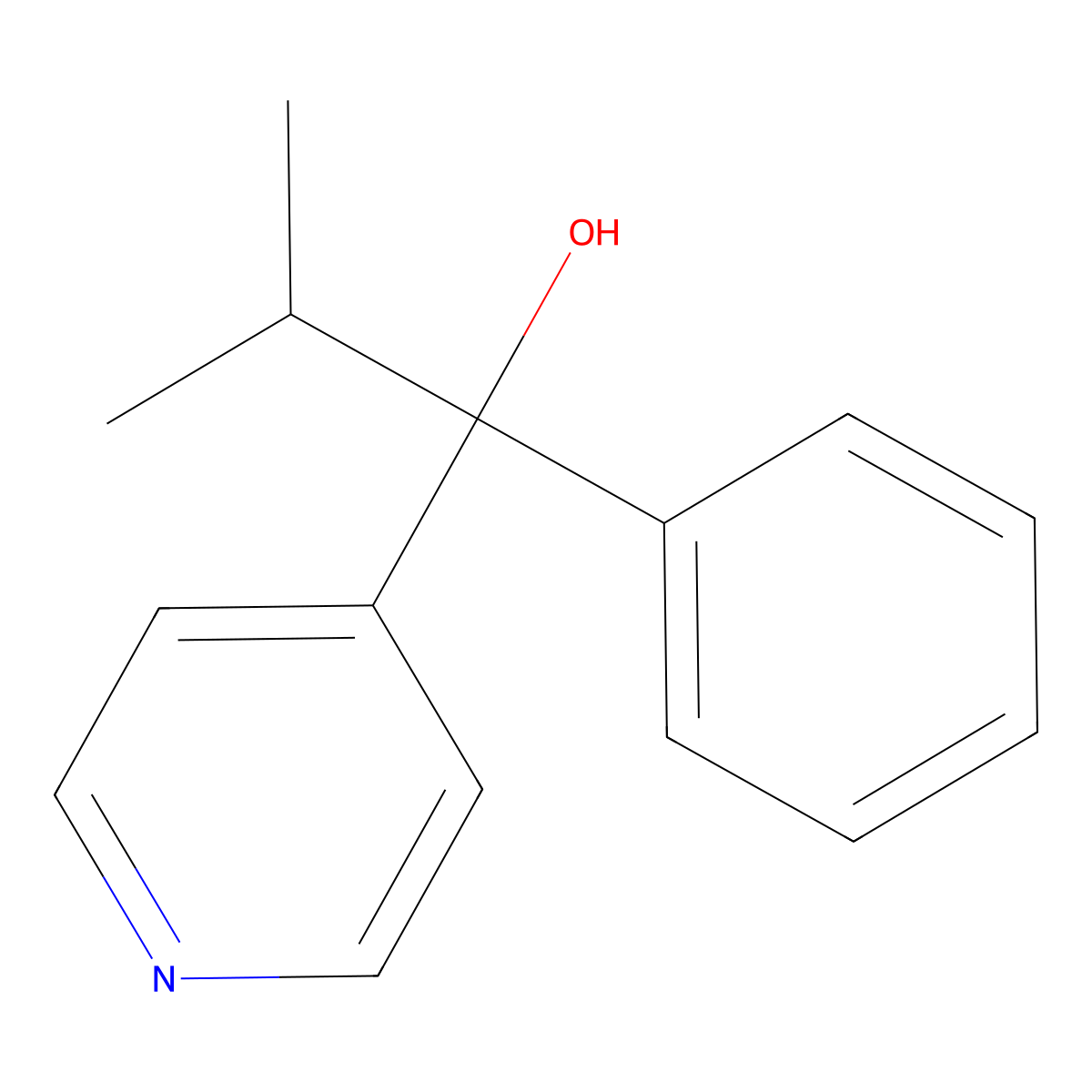 2-Methyl-1-phenyl-1-(4-pyridinyl)-1-propanol molecular structure, CAS 2762-68-7