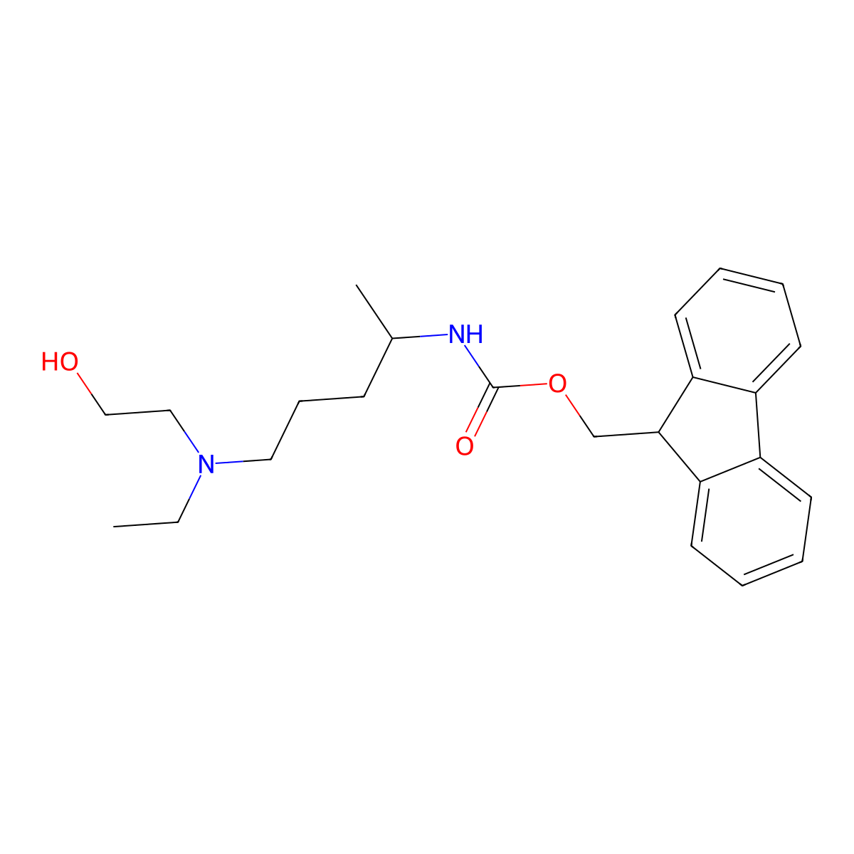(9H-fluoren-9-yl)methyl N-{5-[ethyl(2-hydroxyethyl)amino]pentan-2-yl}carbamate molecular structure, CAS 2762038-09-3