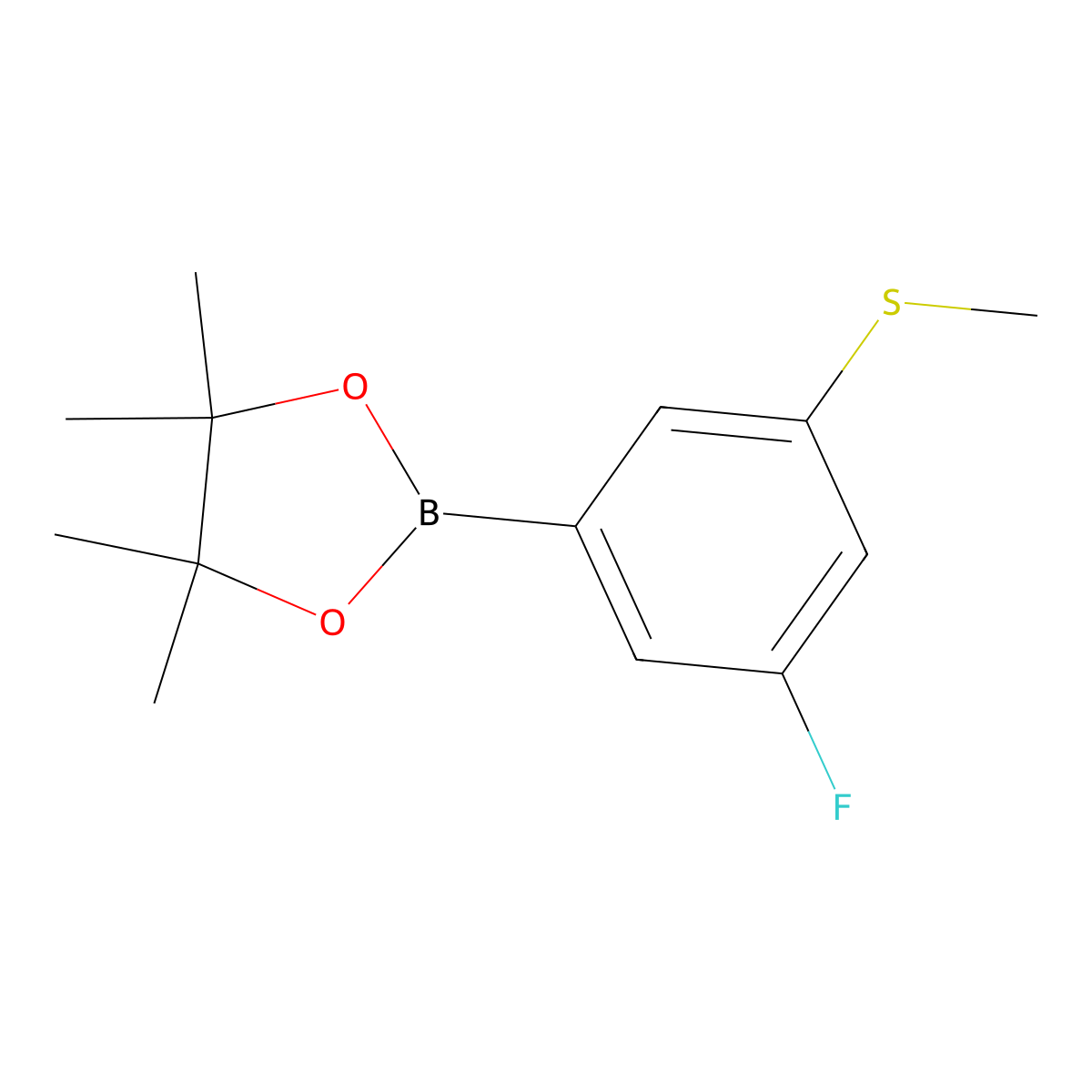 2-(3-Fluoro-5-(methylsulfanyl)phenyl)-4,4,5,5-tetramethyl-1,3,2-dioxaborolane molecular structure, CAS 2762075-05-6