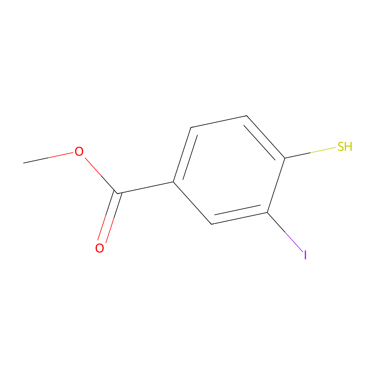 methyl 3-Iodo-4-mercaptobenzoate molecular structure, CAS 2762114-12-3