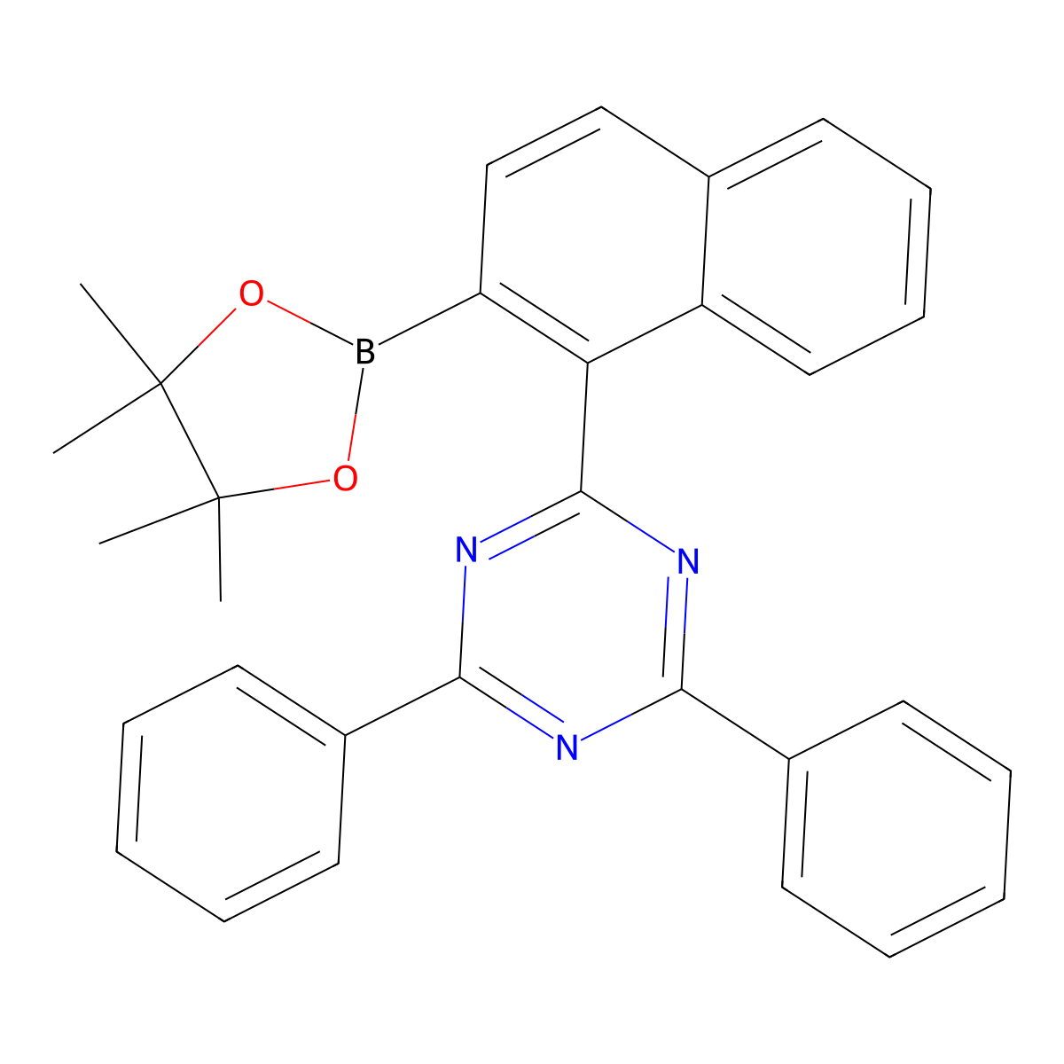 2,4-Diphenyl-6-(2-(4,4,5,5-tetramethyl-1,3,2-dioxaborolan-2-yl)naphthalen-1-yl)-1,3,5-triazine molecular structure, CAS 2762190-30-5