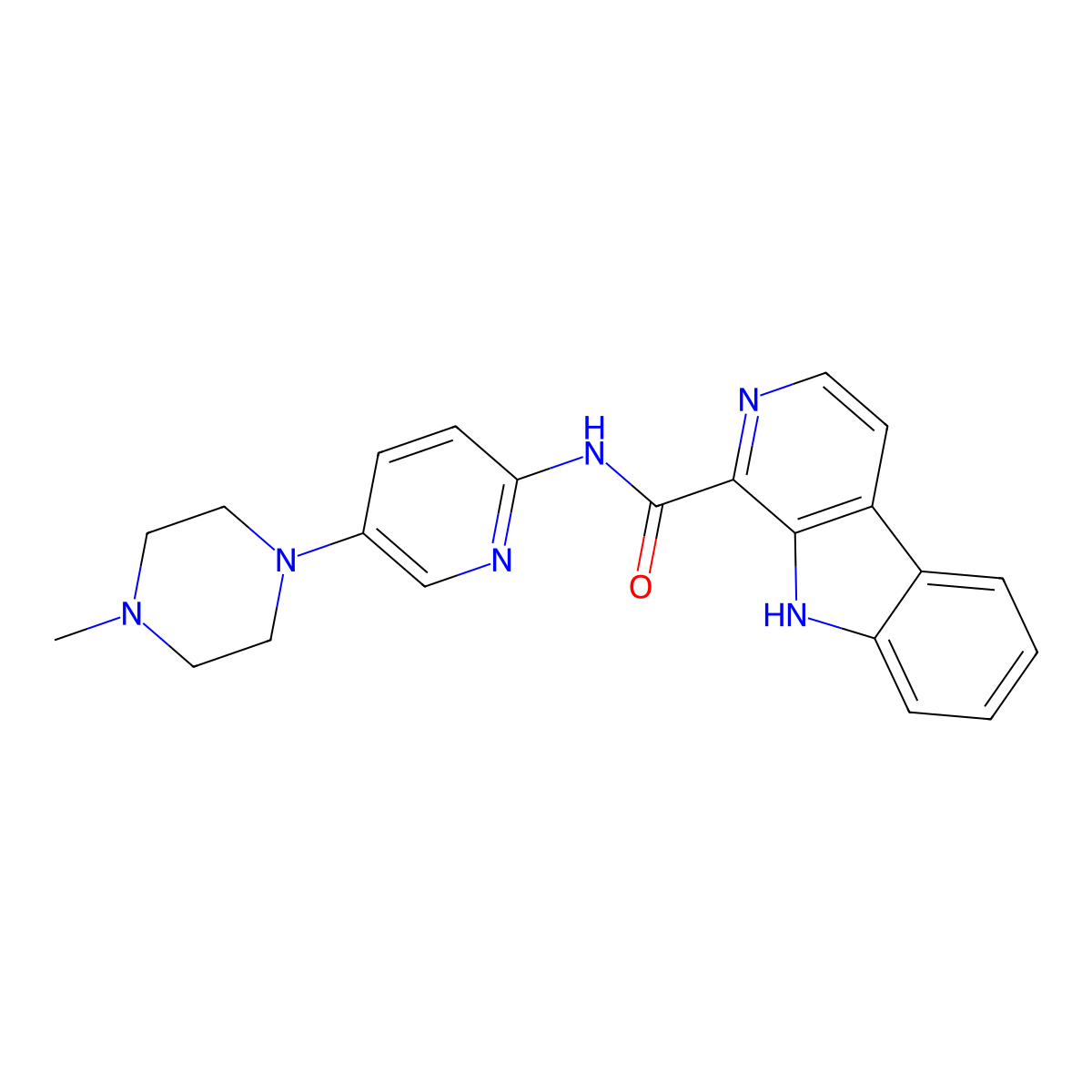 N-[5-(4-methylpiperazin-1-yl)-2-pyridinyl]-9H-pyrido[3,4-b]indole-1-carboxamide molecular structure, CAS 2762279-02-5