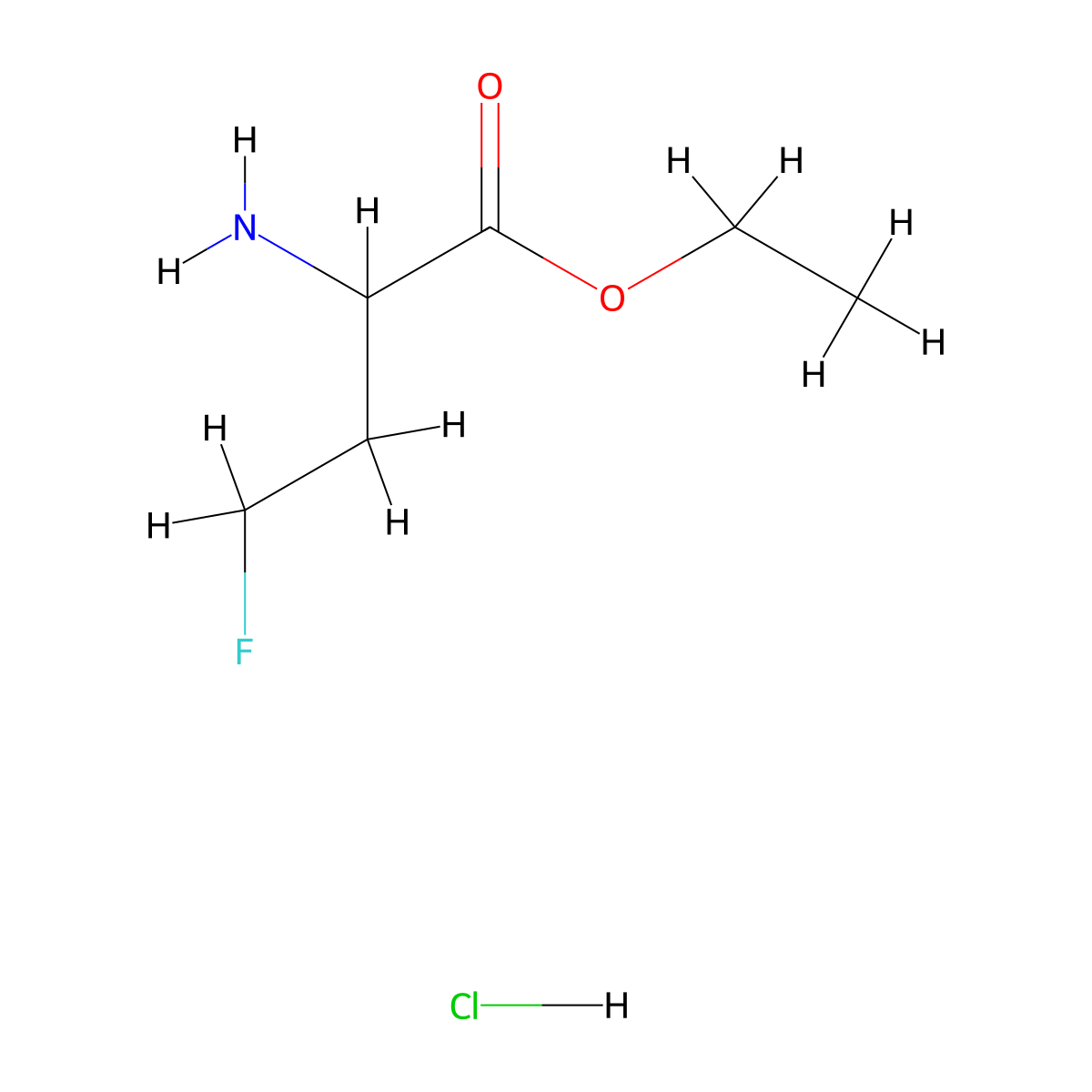 Ethyl 2-amino-4-fluorobutanoate hydrochloride molecular structure, CAS 2762287-88-5