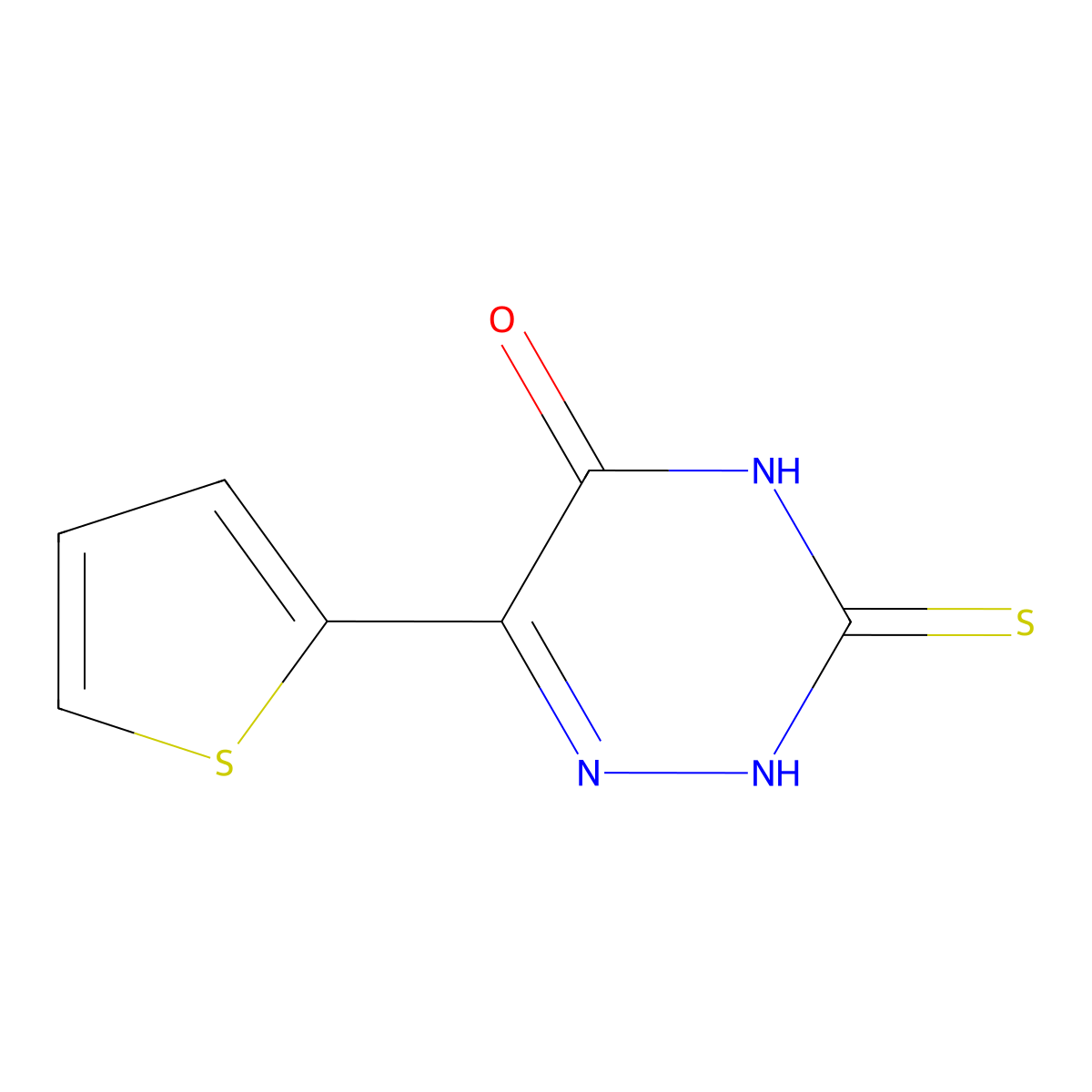6-(2-thienyl)-3-thioxo-2H,4H-1,2,4-triazin-5-one molecular structure, CAS 27623-07-0
