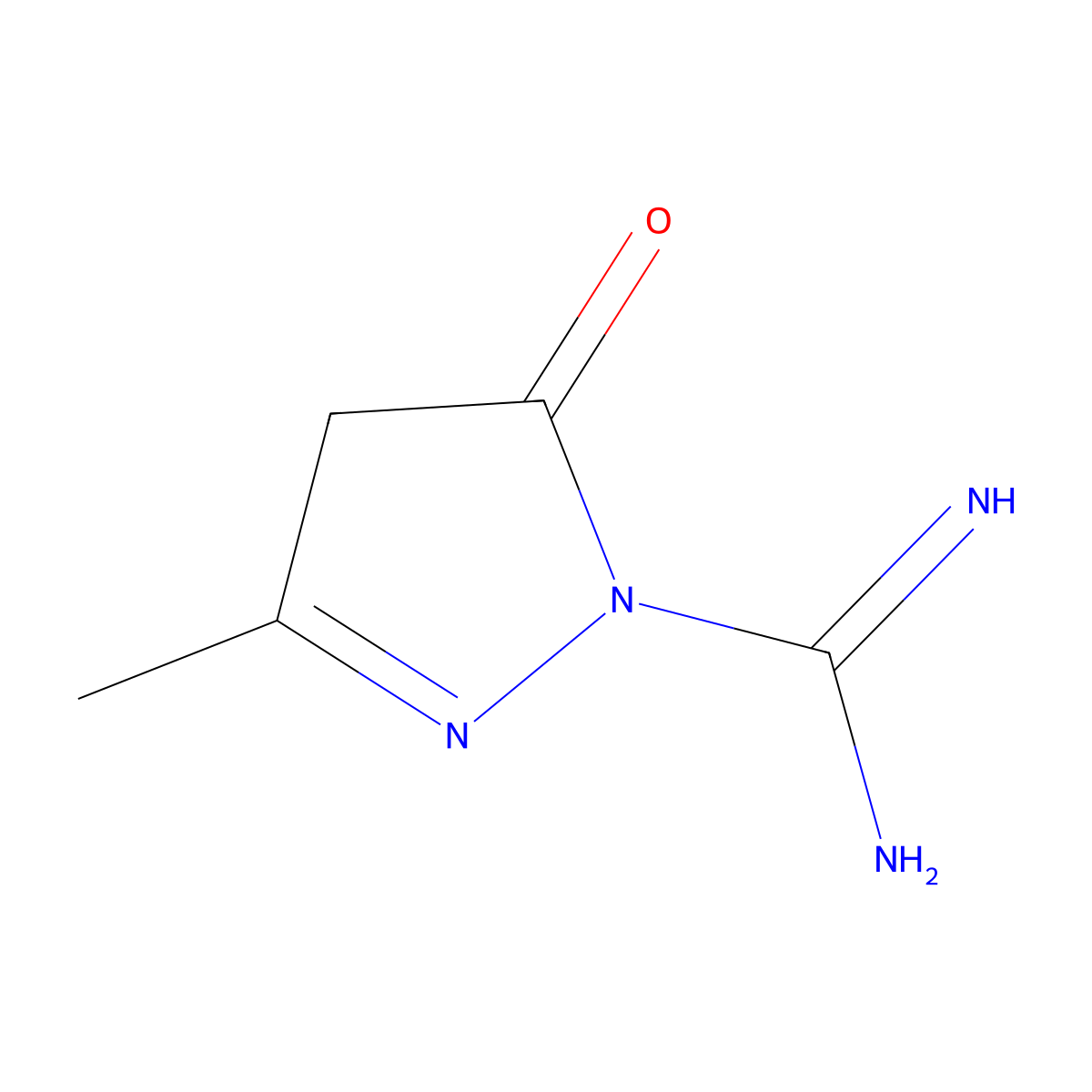 3-Methyl-5-oxo-2-pyrazolinecarboxamidine molecular structure, CAS 27623-72-9
