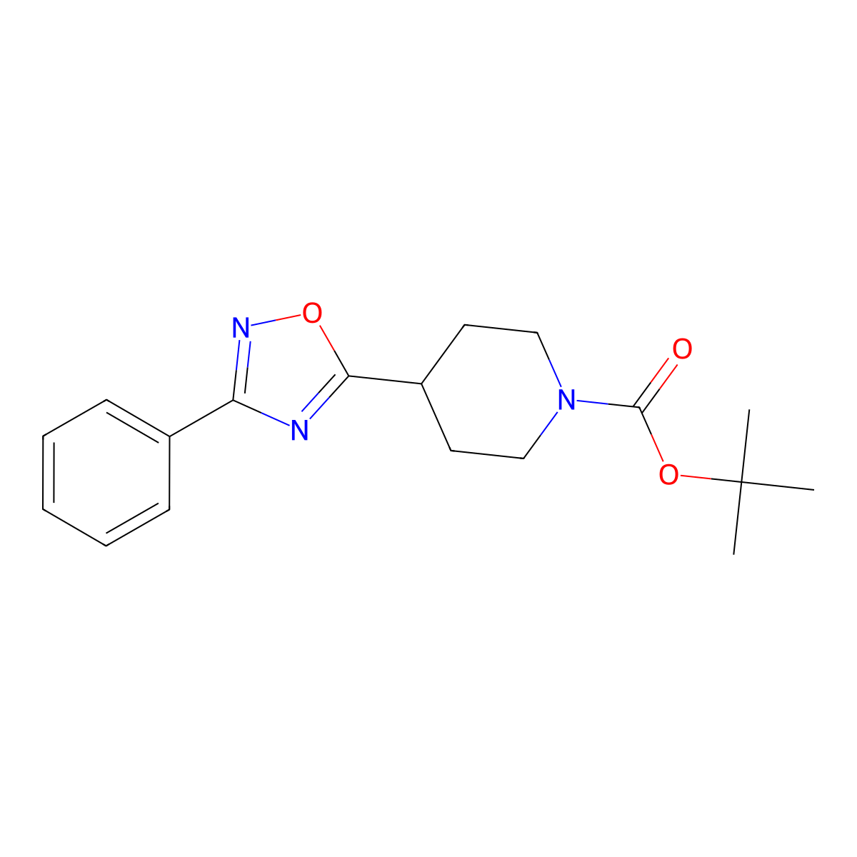 Tert-butyl 4-(3-phenyl-1,2,4-oxadiazol-5-yl)piperidine-1-carboxylate molecular structure, CAS 276236-86-3