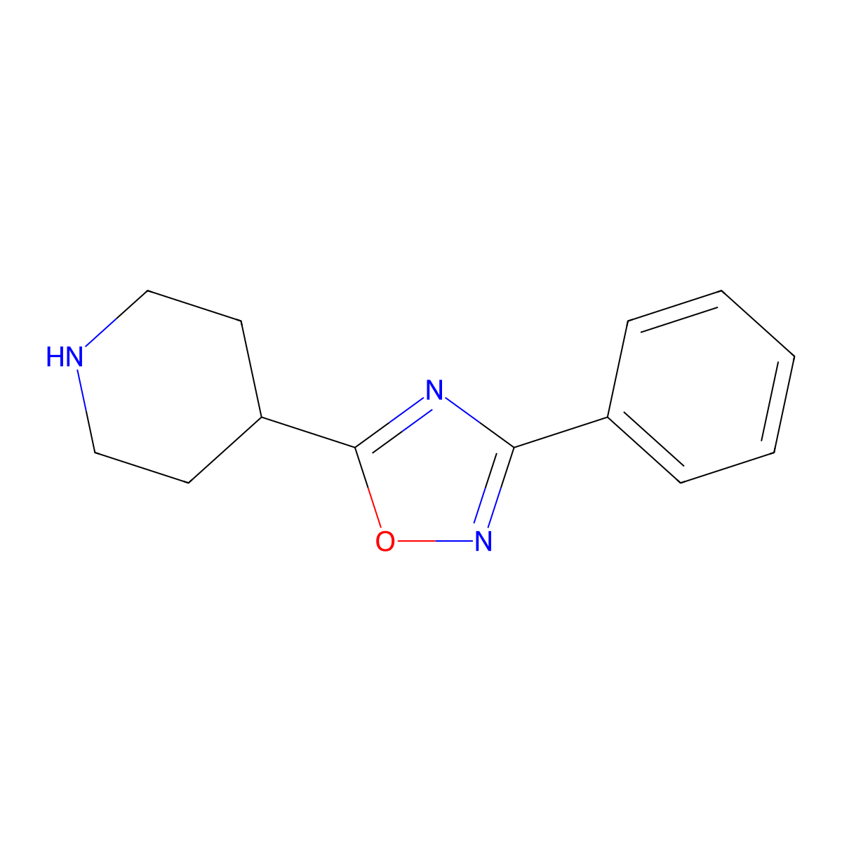 4-(3-Phenyl-1,2,4-oxadiazol-5-yl)piperidine molecular structure, CAS 276236-96-5