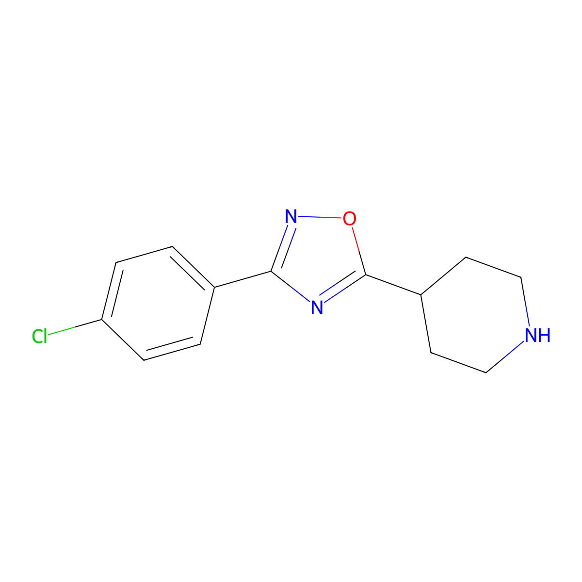 3-(4-Chlorophenyl)-5-(piperidin-4-yl)-1,2,4-oxadiazole molecular structure, CAS 276236-98-7