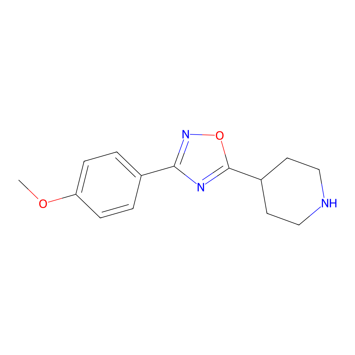 4-[3-(4-Methoxyphenyl)-1,2,4-oxadiazol-5-yl]piperidine molecular structure, CAS 276237-02-6