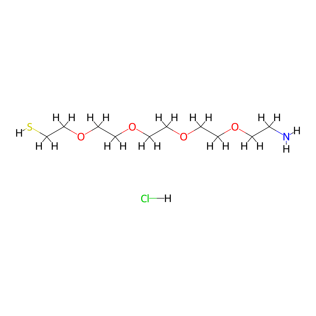 Amino-PEG4-C2-SH (hydrochloride) molecular structure, CAS 2762393-21-3