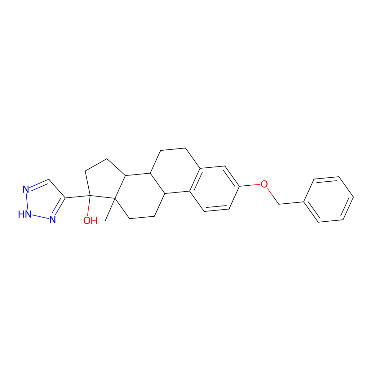 (8R,9S,13S,14S,17S)-13-methyl-3-phenylmethoxy-17-(2H-triazol-4-yl)-7,8,9,11,12,14,15,16-octahydro-6H-cyclopenta[a]phenanthren-17-ol molecular structure, CAS 2762498-70-2