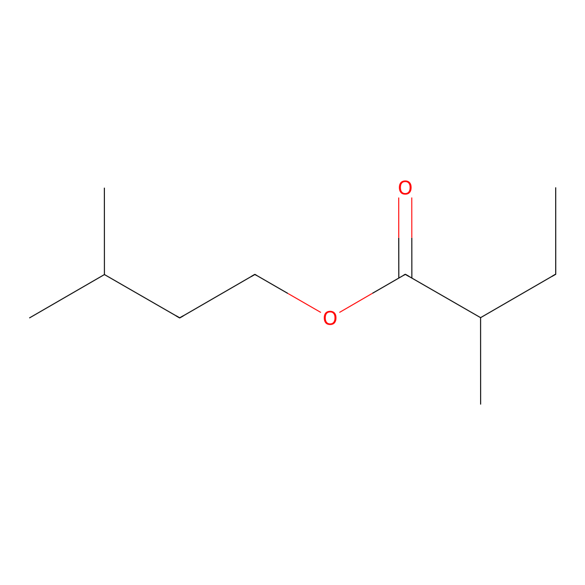 Isoamyl 2-methylbutyrate molecular structure, CAS 27625-35-0