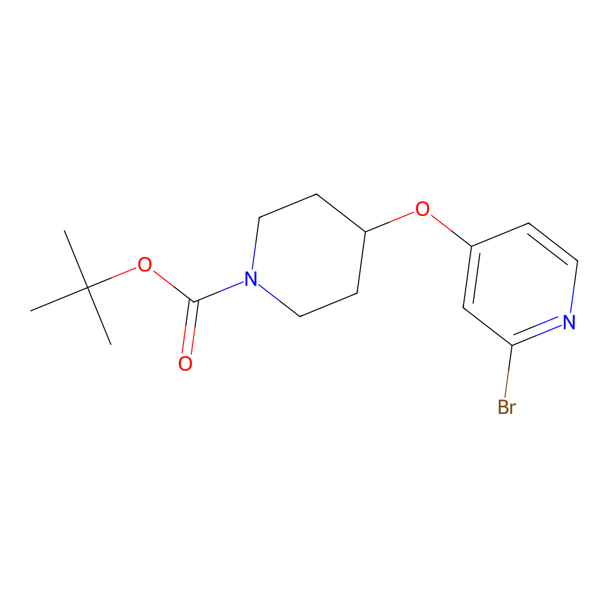 Tert-butyl 4-[(2-bromopyridin-4-yl)oxy]piperidine-1-carboxylate molecular structure, CAS 2762518-66-9