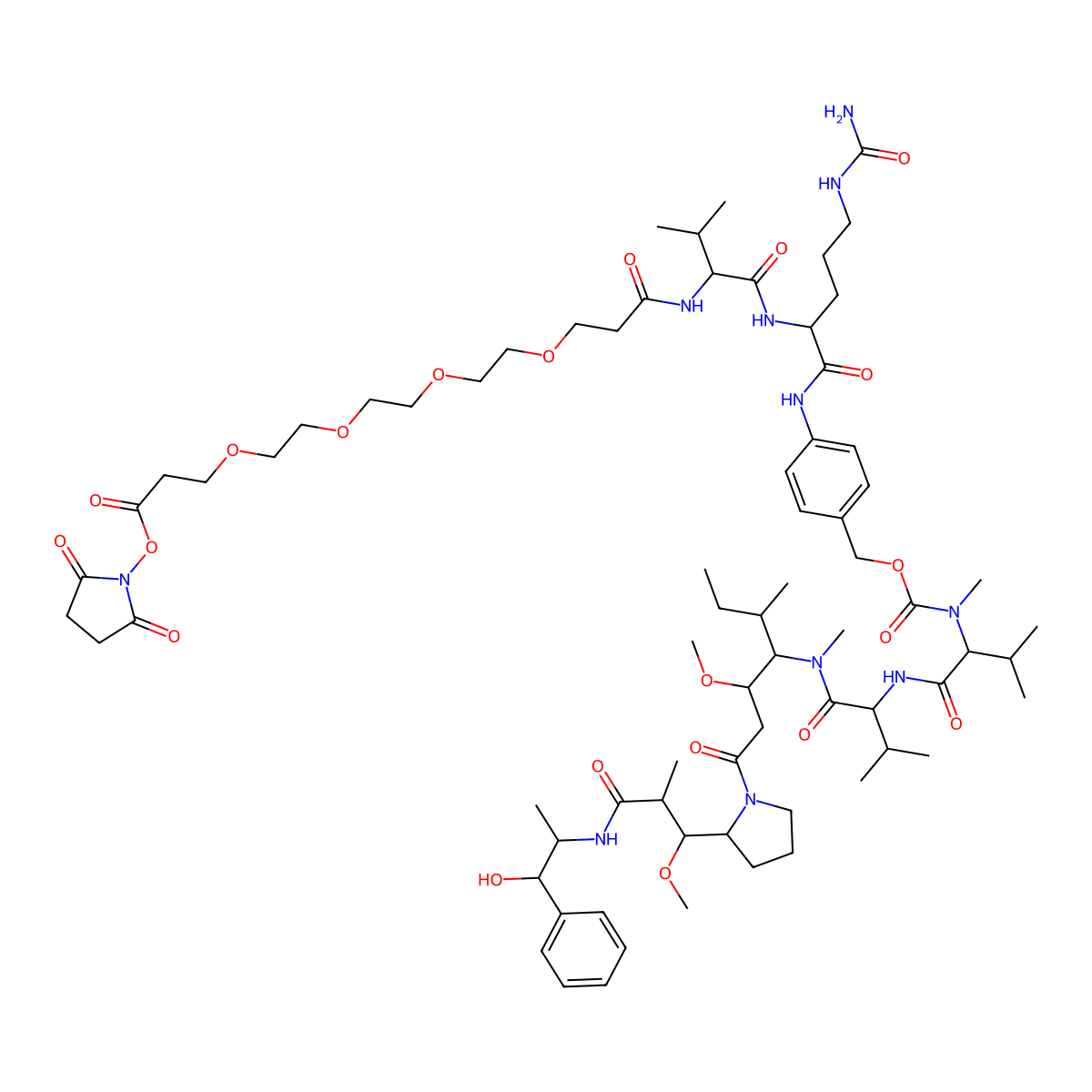 OSu-PEG4-VC-PAB-MMAE molecular structure, CAS 2762518-86-3