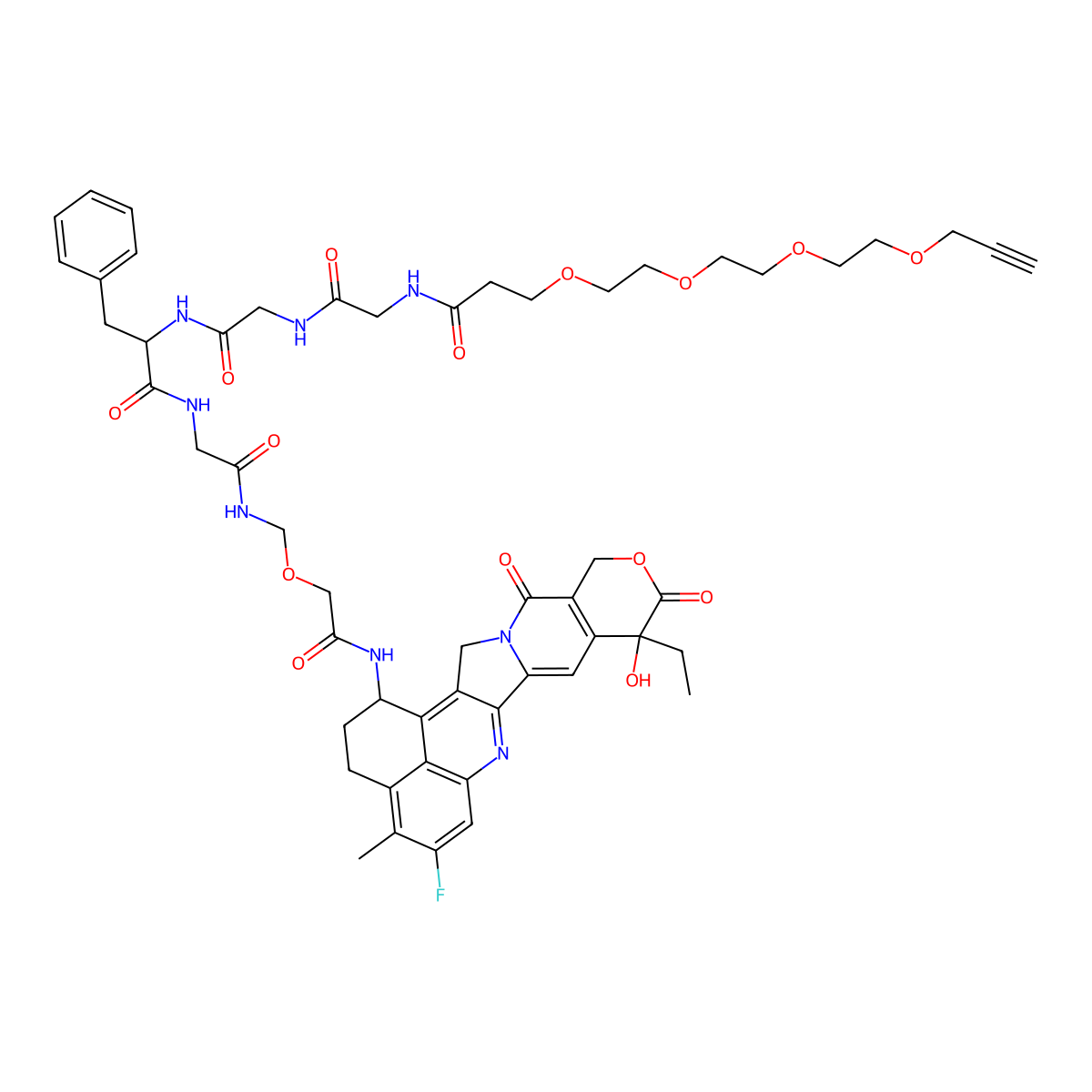 Propargyl-PEG4-GGFG-DXd molecular structure, CAS 2762518-94-3