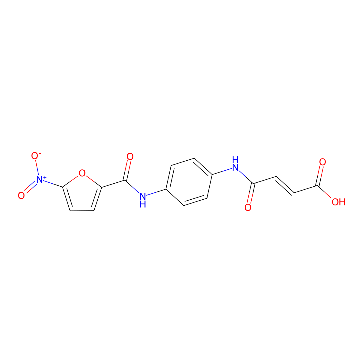 (E)-4-((4-(5-Nitrofuran-2-carboxamido)phenyl)amino)-4-oxobut-2-enoic acid molecular structure, CAS 2762552-73-6