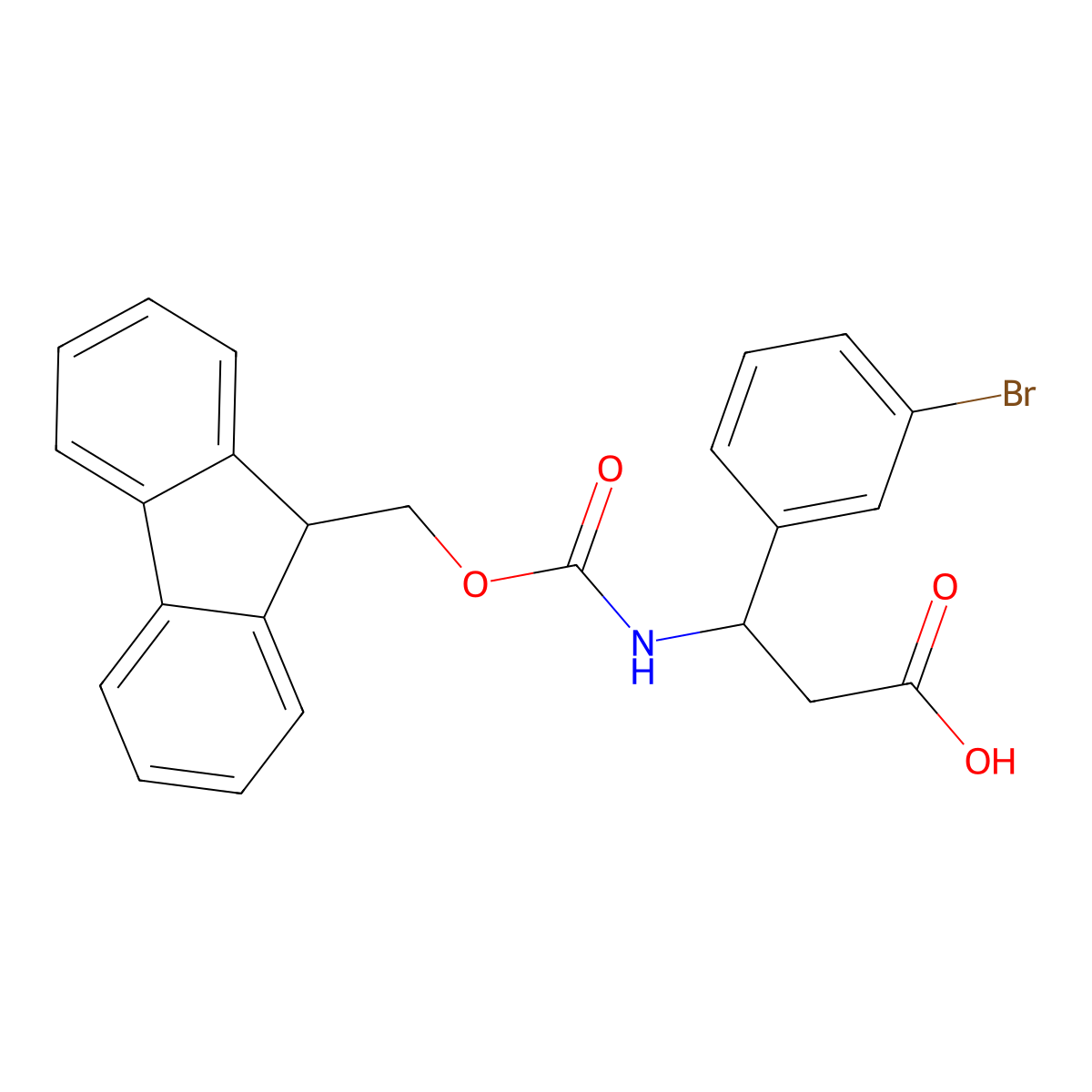 3-((((9H-Fluoren-9-yl)methoxy)carbonyl)amino)-3-(3-bromophenyl)propanoic acid molecular structure, CAS 276262-71-6
