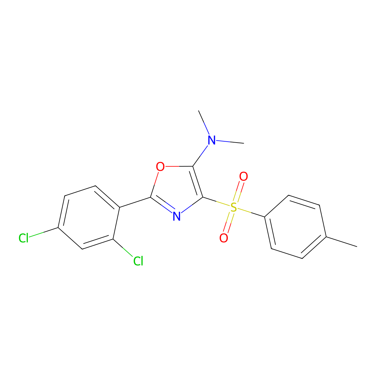 2-(2,4-dichlorophenyl)-N,N-dimethyl-4-tosyloxazol-5-amine molecular structure, CAS 276263-62-8