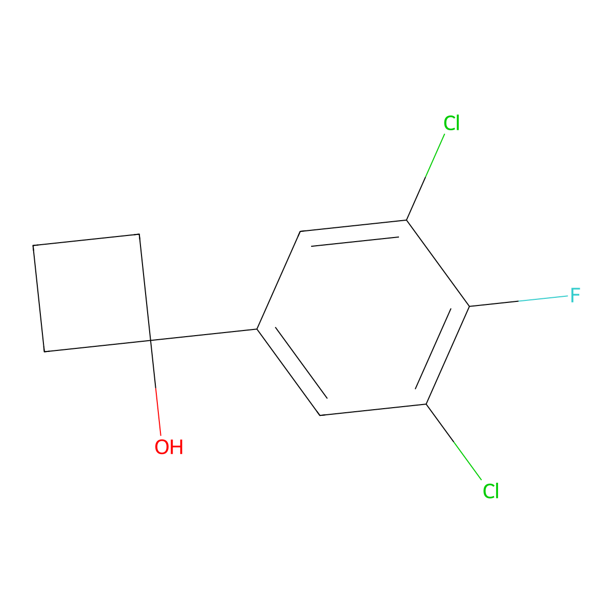 1-(3,5-Dichloro-4-fluorophenyl)cyclobutanol molecular structure, CAS 2762670-87-9