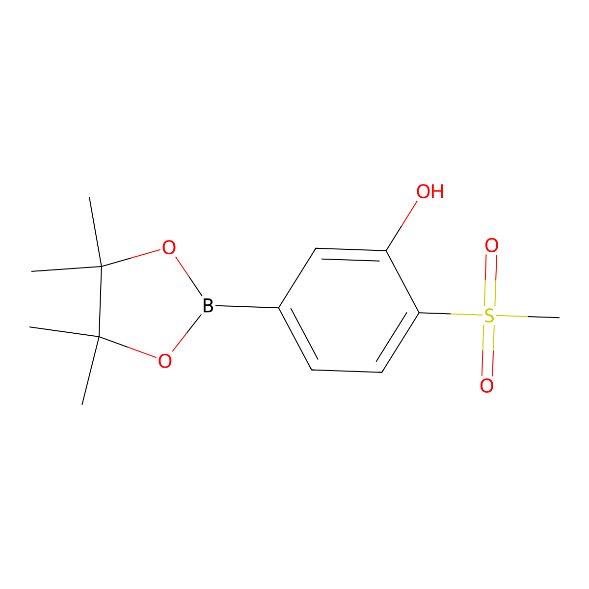 2-Methanesulfonyl-5-(tetramethyl-1,3,2-dioxaborolan-2-yl)phenol molecular structure, CAS 2762683-93-0