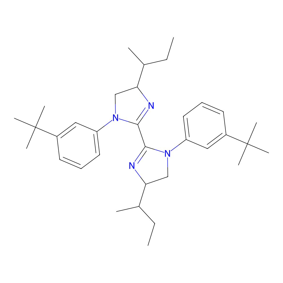 (4S,4'S)-4,4'-Di((R)-sec-butyl)-1,1'-bis(3-(tert-butyl)phenyl)-4,4',5,5'-tetrahydro-1H,1'H-2,2'-biimidazole molecular structure, CAS 2762753-45-5