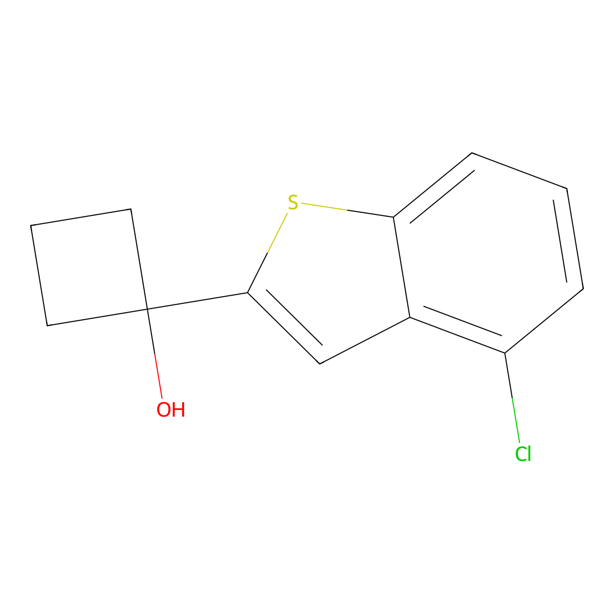 1-(4-Chlorobenzo[b]thien-2-yl)cyclobutanol molecular structure, CAS 2762931-39-3