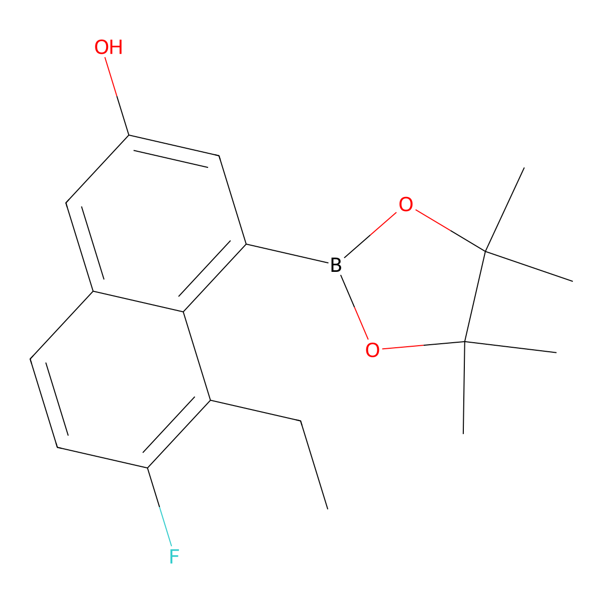 5-Ethyl-6-fluoro-4-(4,4,5,5-tetramethyl-1,3,2-dioxaborolan-2-YL)naphthalen-2-OL molecular structure, CAS 2763159-04-0
