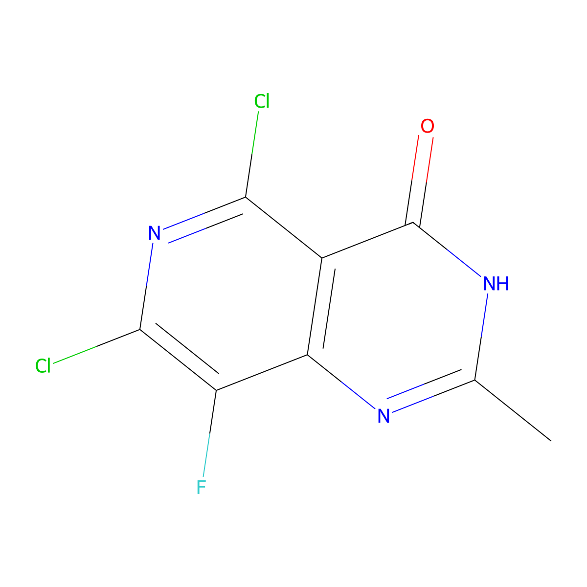 5,7-Dichloro-8-fluoro-2-methyl-1H-pyrido[4,3-D]pyrimidin-4-one molecular structure, CAS 2763160-26-3