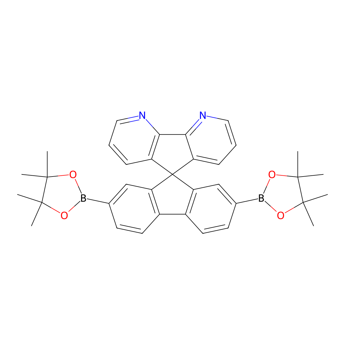 2',7'-Bis(4,4,5,5-tetramethyl-1,3,2-dioxaborolan-2-yl)spiro[cyclopenta[2,1-b:3,4-b']dipyridine-5,9'-fluorene] molecular structure, CAS 2763205-15-6