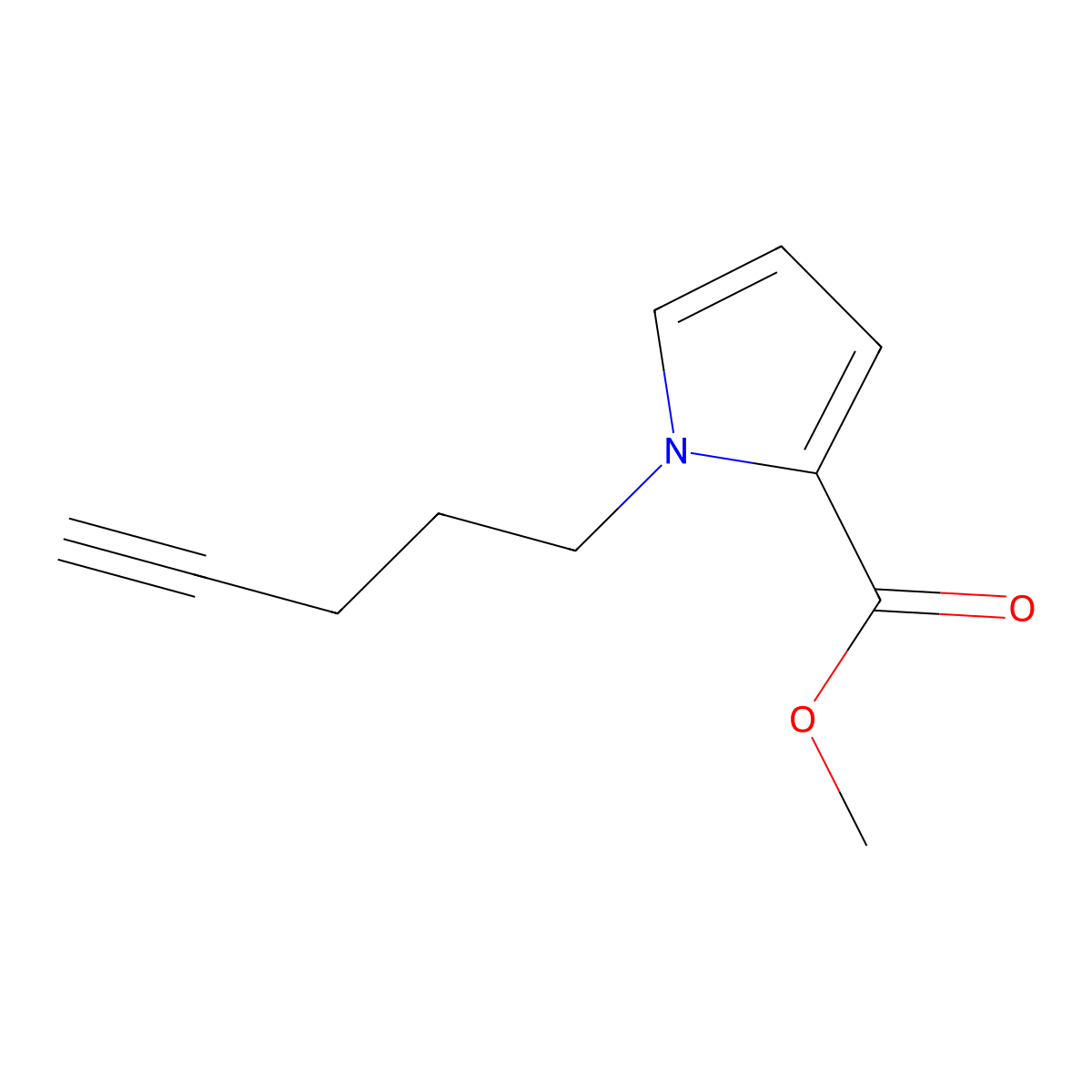 methyl 1-(pent-4-yn-1-yl)-1H-pyrrole-2-carboxylate molecular structure, CAS 2763277-37-6