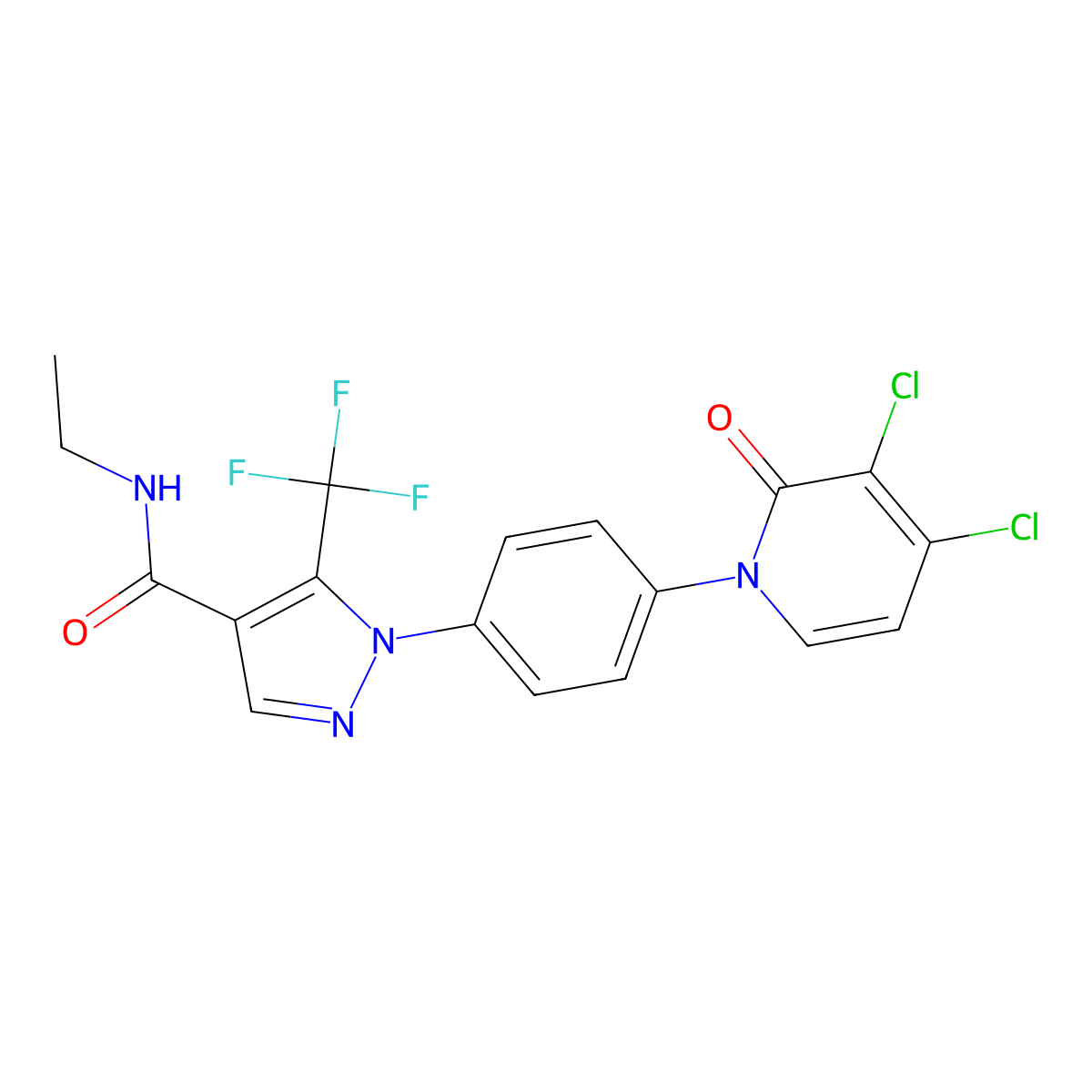 1-[4-(3,4-dichloro-2-oxo-1-pyridinyl)phenyl]-N-ethyl-5-(trifluoromethyl)pyrazole-4-carboxamide molecular structure, CAS 2763378-71-6