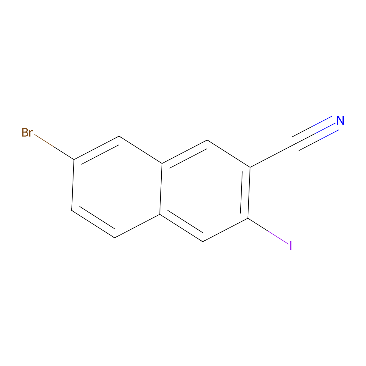 7-Bromo-3-iodo-2-naphthonitrile molecular structure, CAS 2763474-40-2