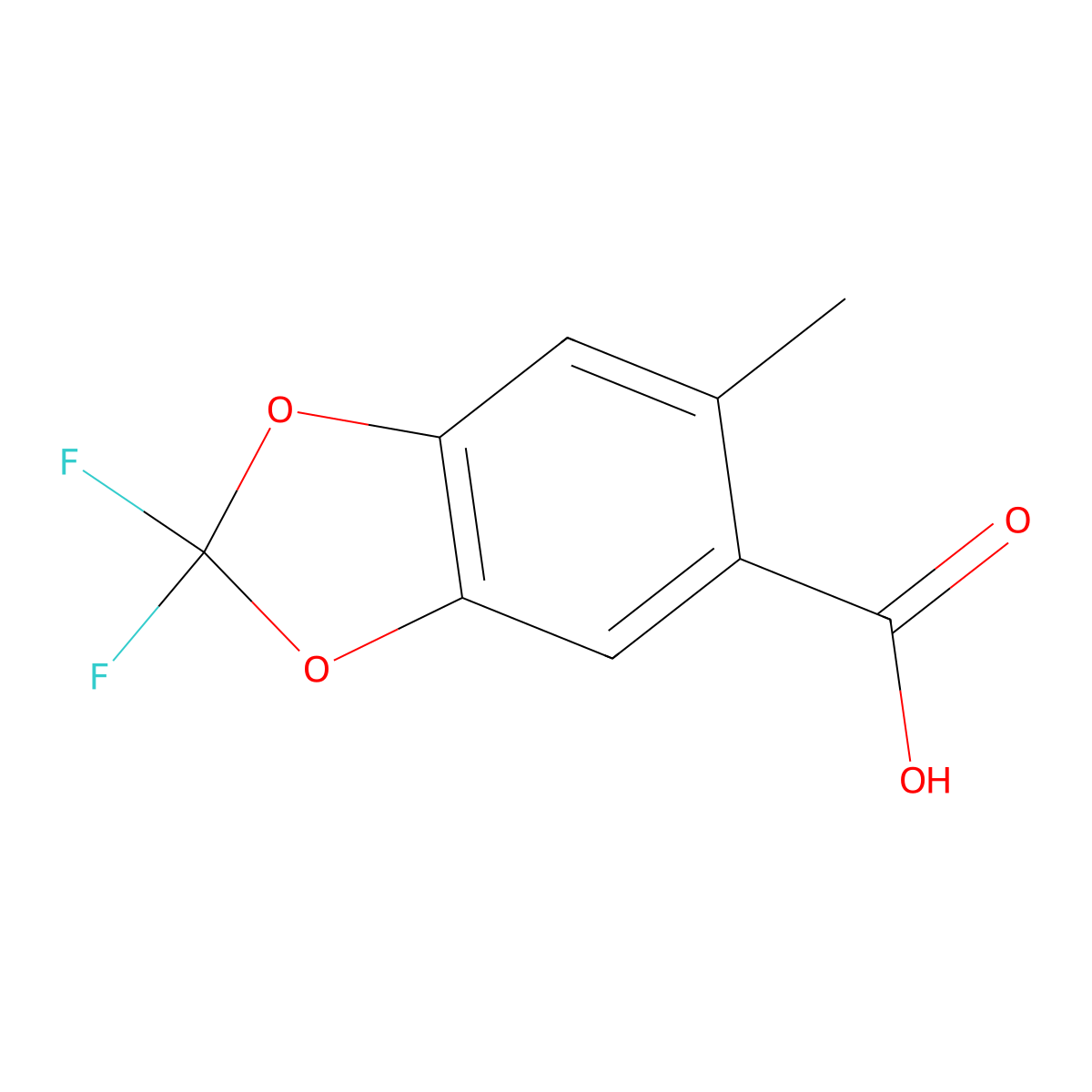 2,2-Difluoro-6-methyl-1,3-benzodioxole-5-carboxylic acid molecular structure, CAS 2763487-96-1