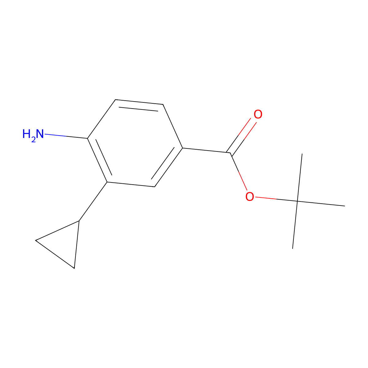 Tert-butyl 4-amino-3-cyclopropylbenzoate molecular structure, CAS 2763571-53-3