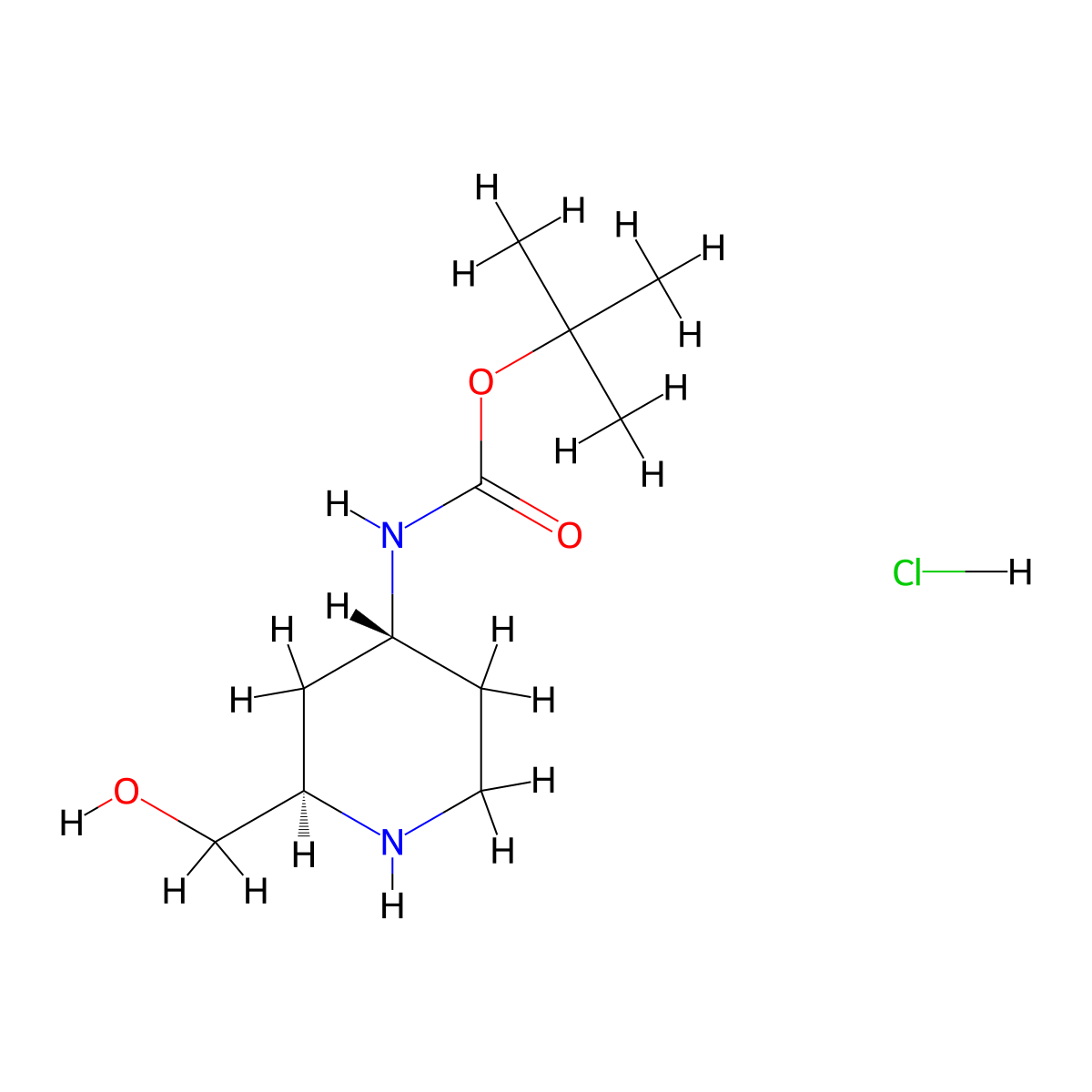 rac-tert-butylN-[(2R,4R)-2-(hydroxymethyl)piperidin-4-yl]carbamatehydrochloride,trans molecular structure, CAS 2763583-67-9