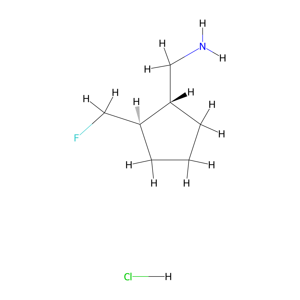 rac-1-[(1R,2R)-2-(fluoromethyl)cyclopentyl]methanaminehydrochloride,trans molecular structure, CAS 2763583-92-0