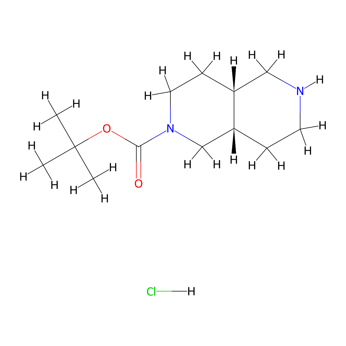 rac-tert-butyl (4aR,8aR)-decahydro-2,6-naphthyridine-2-carboxylate hydrochloride molecular structure, CAS 2763583-98-6
