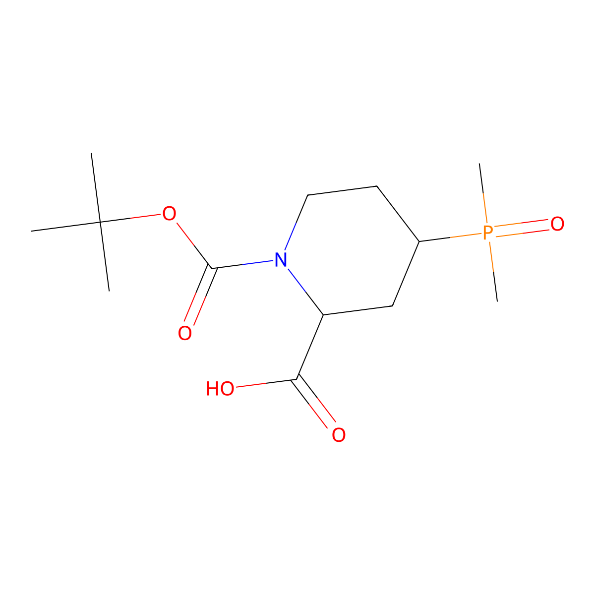 rac-(2R,4S)-1-[(tert-butoxy)carbonyl]-4-(dimethylphosphoryl)piperidine-2-carboxylicacid,cis molecular structure, CAS 2763583-99-7