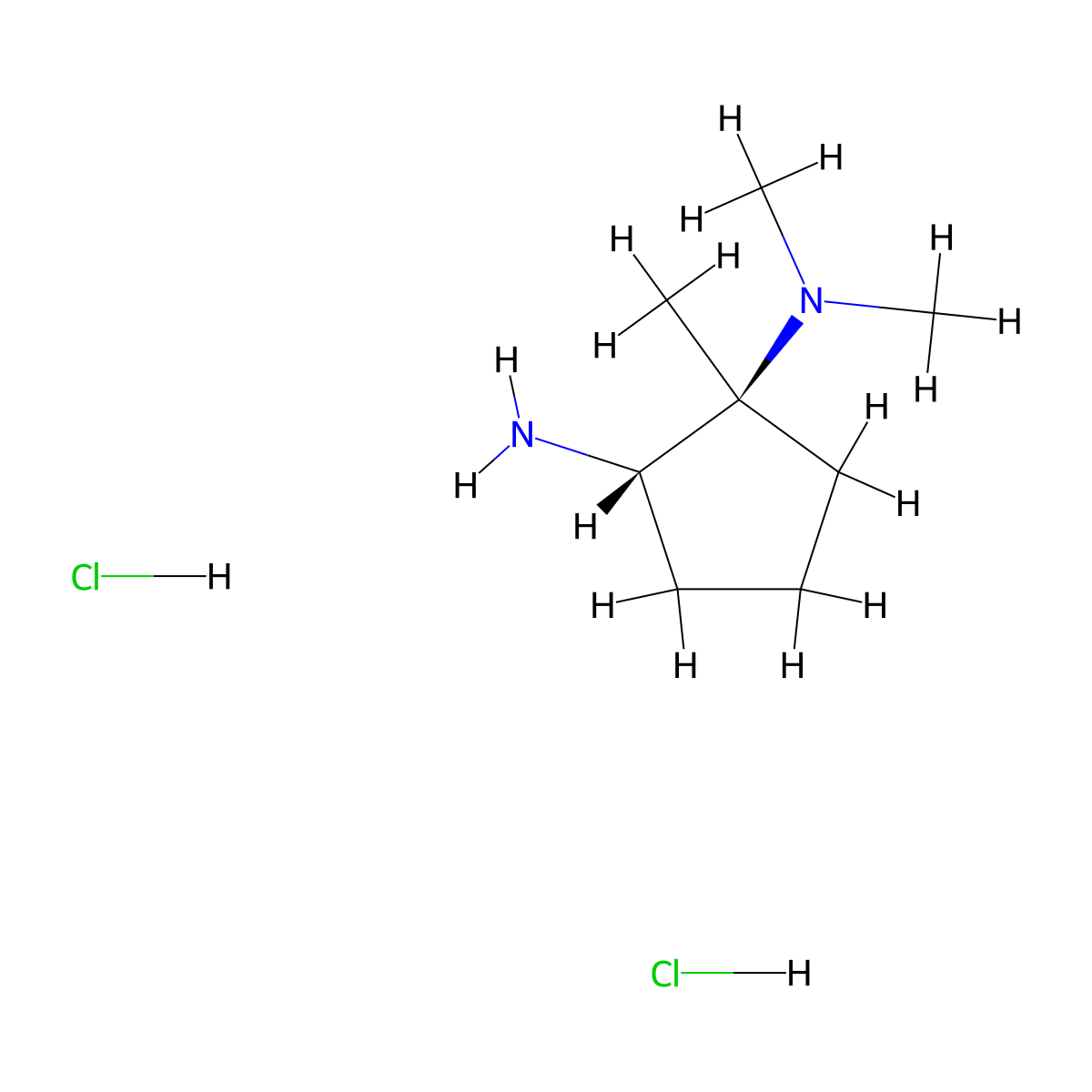 rac-(1R,2R)-N1,N1,1-trimethylcyclopentane-1,2-diaminedihydrochloride,cis molecular structure, CAS 2763584-12-7