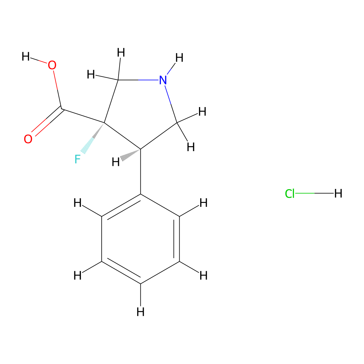 rac-(3R,4S)-3-fluoro-4-phenylpyrrolidine-3-carboxylicacidhydrochloride molecular structure, CAS 2763584-22-9