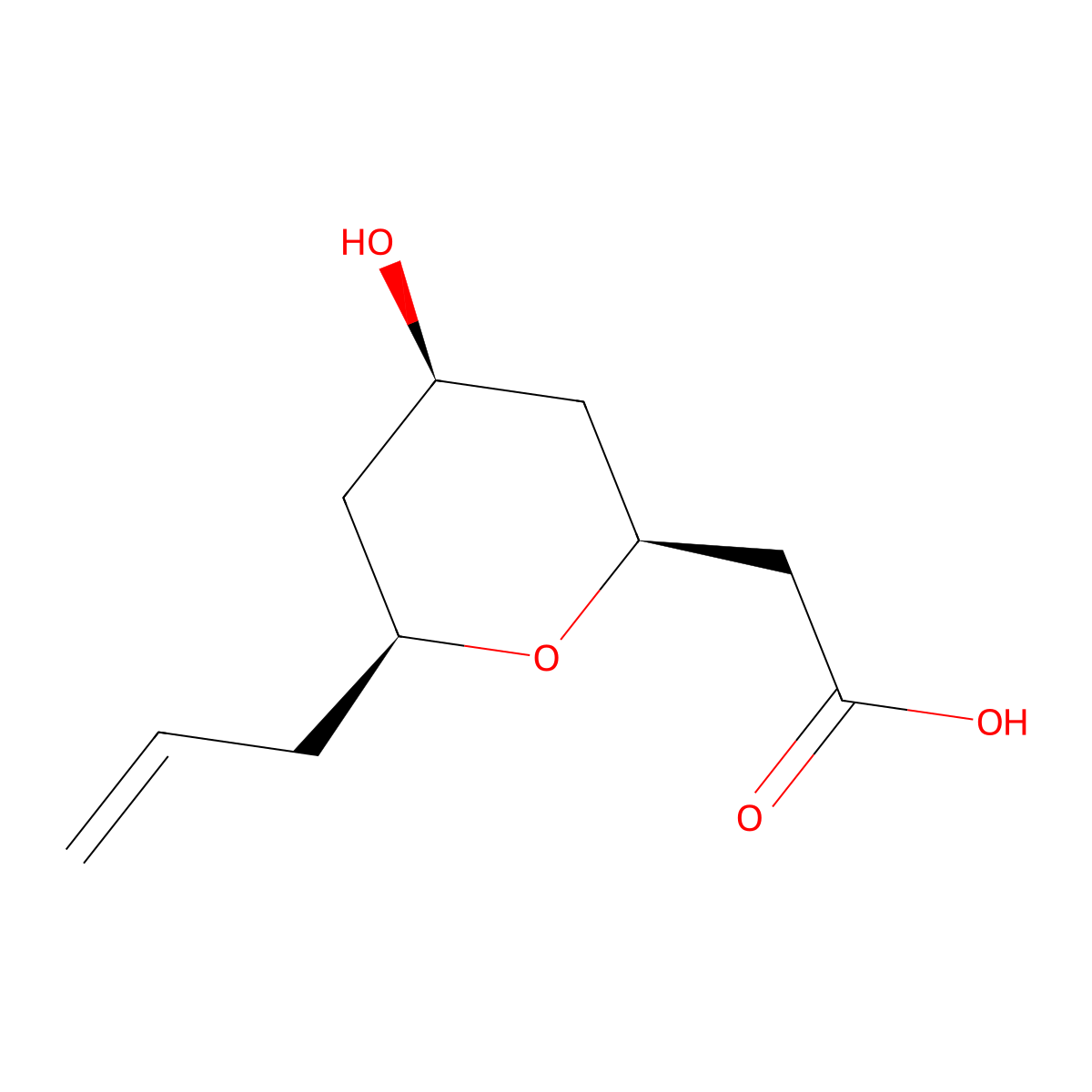 2-[(2S,4R,6S)-4-hydroxy-6-prop-2-enyloxan-2-yl]acetic acid molecular structure, CAS 2763584-37-6