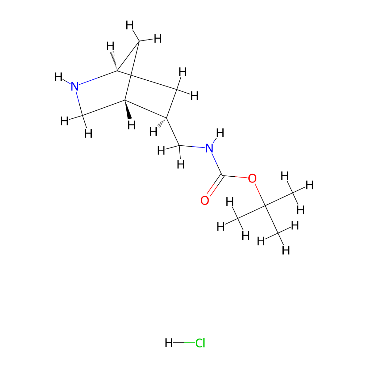 rac-tert-butyl N-{[(1R,4S,5S)-2-azabicyclo[2.2.1]heptan-5-yl]methyl}carbamate hydrochloride molecular structure, CAS 2763584-41-2