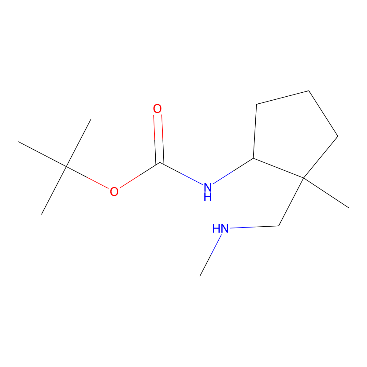 rac-tert-butylN-[(1R,2S)-2-methyl-2-[(methylamino)methyl]cyclopentyl]carbamate molecular structure, CAS 2763584-45-6