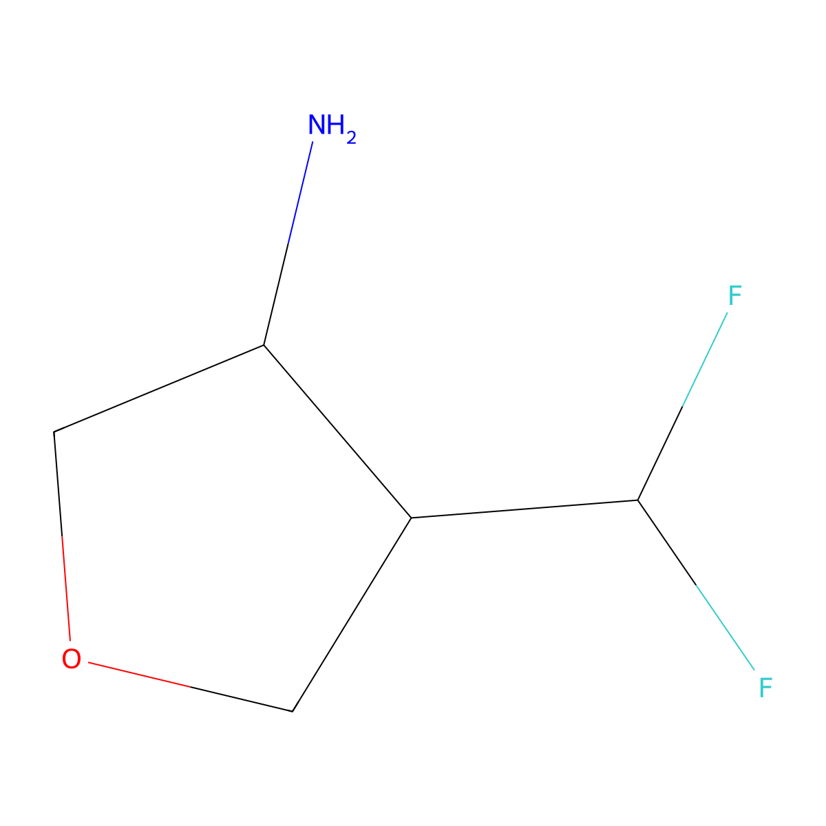 rac-(3R,4R)-4-(difluoromethyl)oxolan-3-amine molecular structure, CAS 2763584-52-5