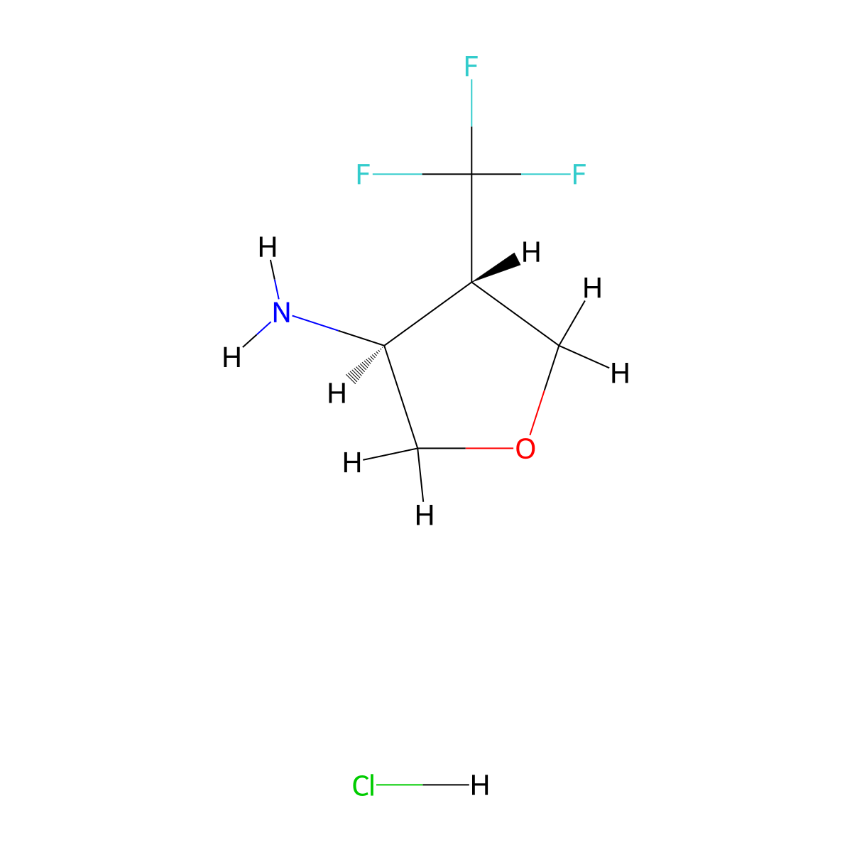 rac-(3R,4R)-4-(trifluoromethyl)oxolan-3-amine hydrochloride molecular structure, CAS 2763584-63-8