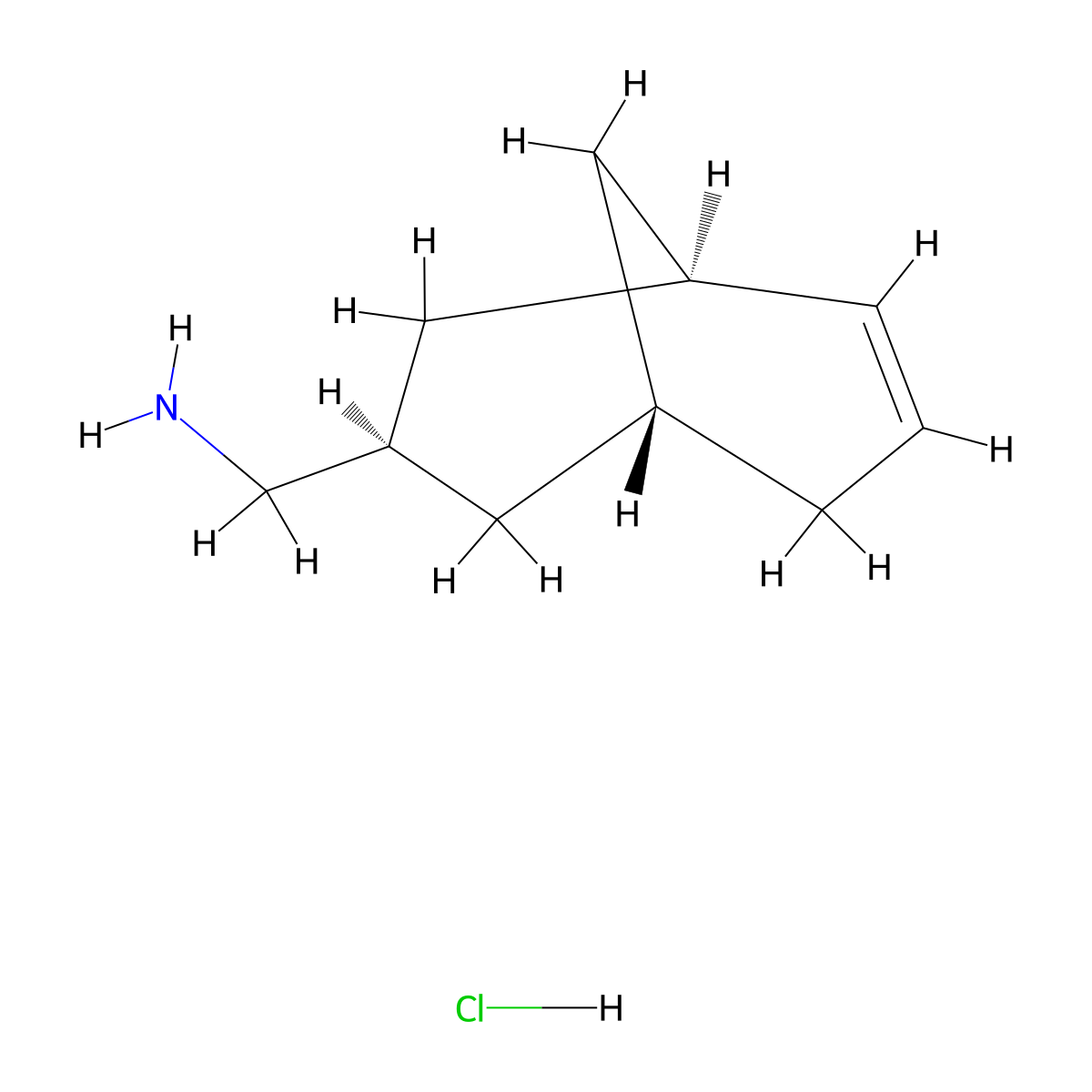 rac-1-[(1R,3S,5S)-bicyclo[3.3.1]non-6-en-3-yl]methanaminehydrochloride molecular structure, CAS 2763584-80-9