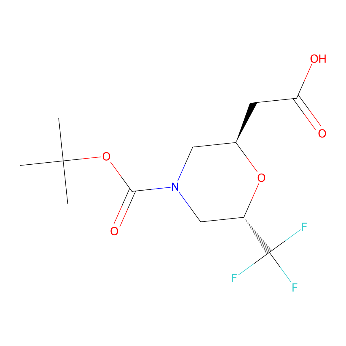 rac-2-[(2R,6S)-4-[(tert-butoxy)carbonyl]-6-(trifluoromethyl)morpholin-2-yl]aceticacid molecular structure, CAS 2763585-07-3