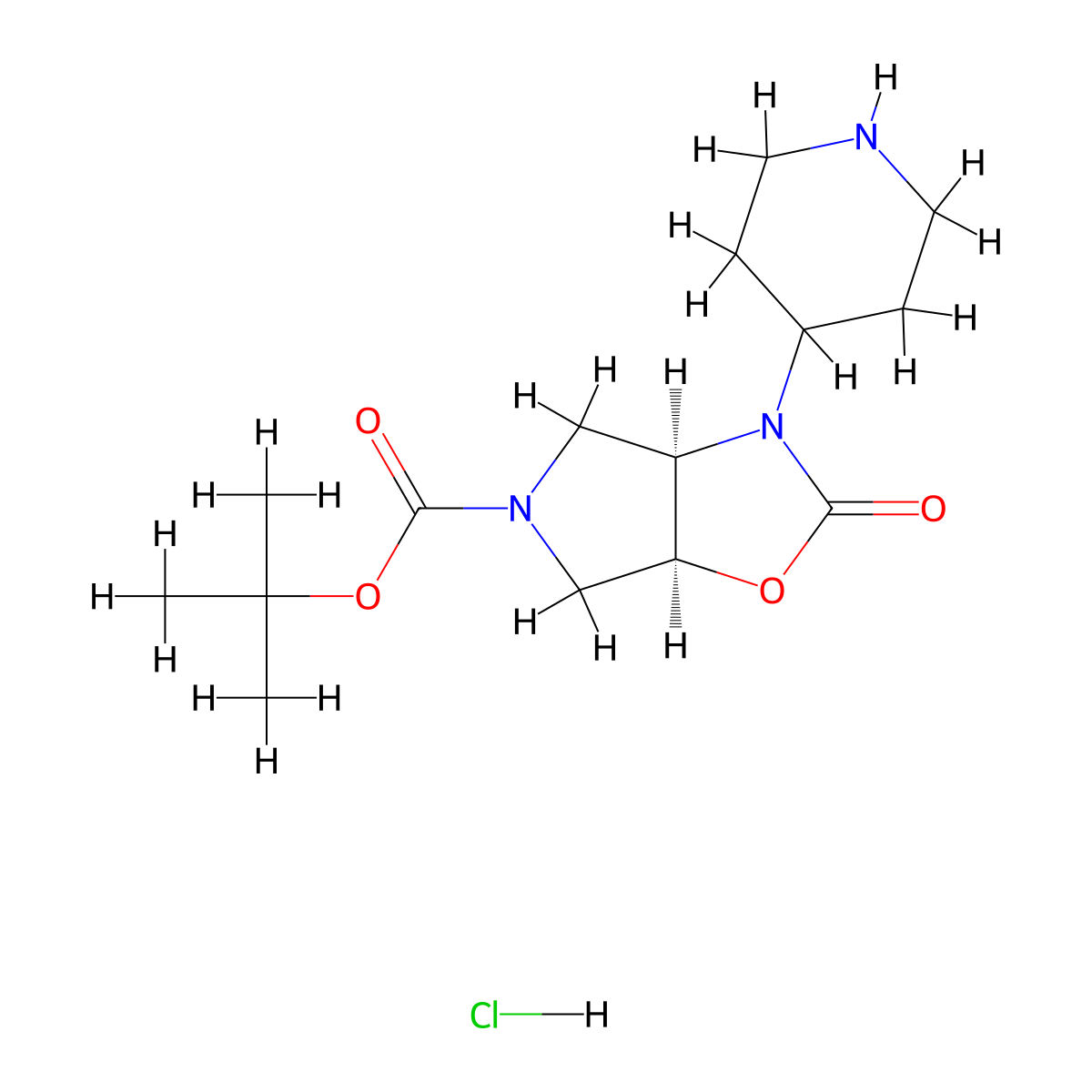 rac-tert-butyl(3aR,6aS)-2-oxo-3-(piperidin-4-yl)-hexahydro-2H-pyrrolo[3,4-d][1,3]oxazole-5-carboxylatehydrochloride molecular structure, CAS 2763585-13-1