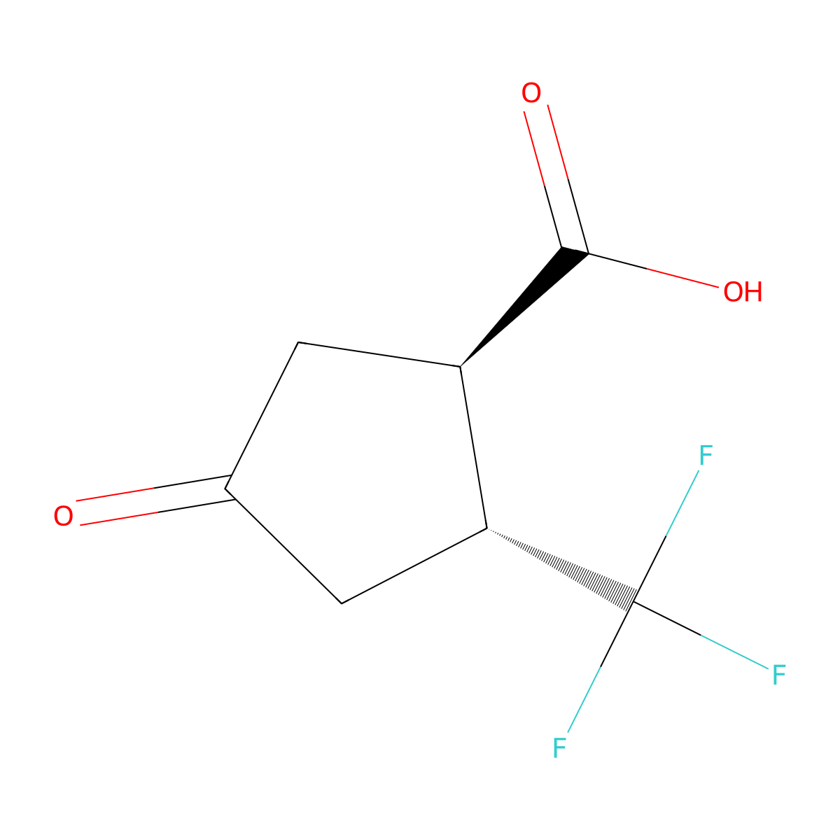 rac-(1R,2R)-4-oxo-2-(trifluoromethyl)cyclopentane-1-carboxylic acid molecular structure, CAS 2763588-89-0