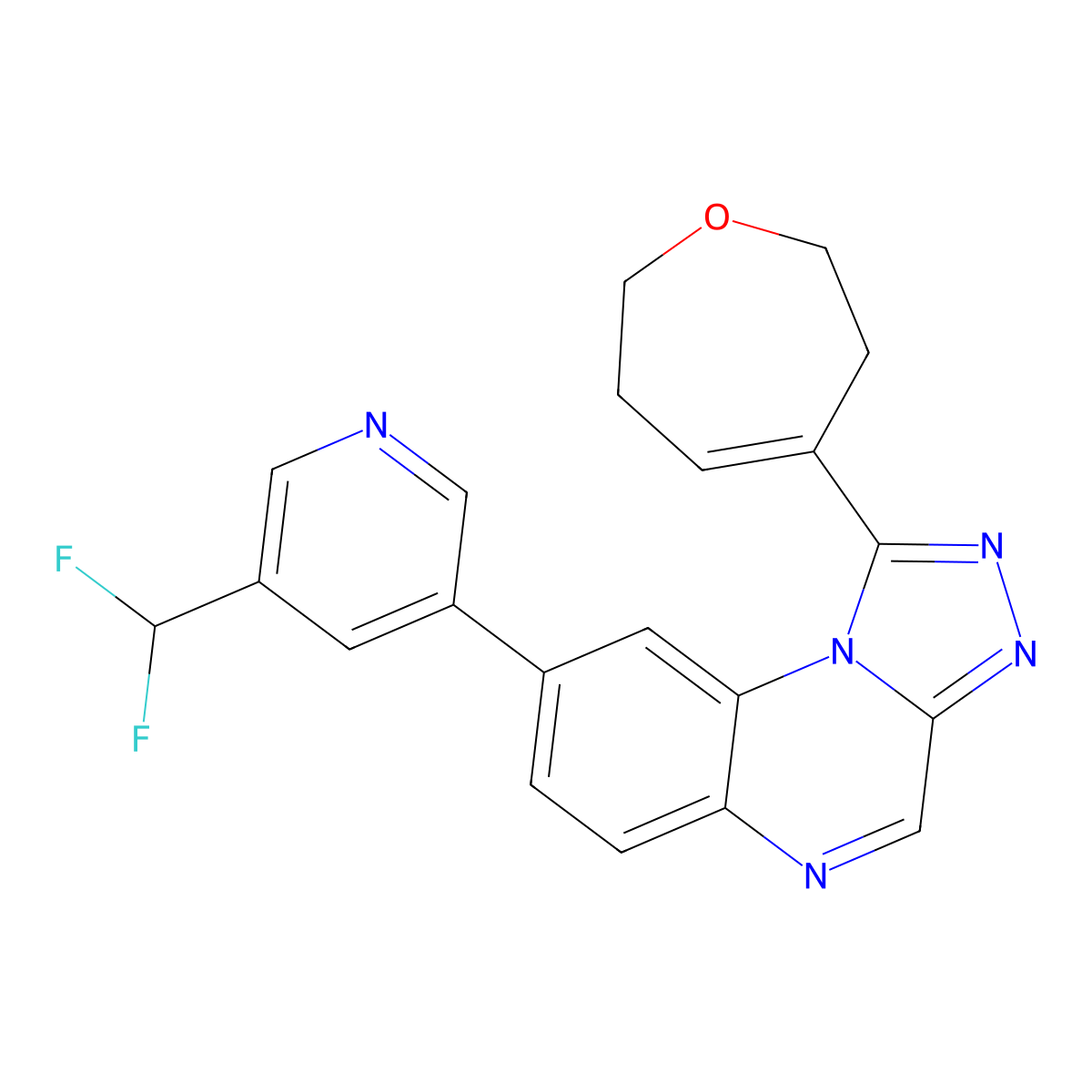 8-[5-(Difluoromethyl)-3-pyridinyl]-1-(2,3,6,7-tetrahydrooxepin-4-yl)-[1,2,4]triazolo[4,3-a]quinoxaline molecular structure, CAS 2763602-59-9